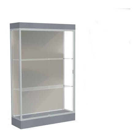 Waddell Display Case Of Ghent Edge Lighted Floor Case, Harbor Back, Satin Frame, 6" Carbon Mesh Base, 48"W x 76"H x 20"D 92LFHB-SN-CM